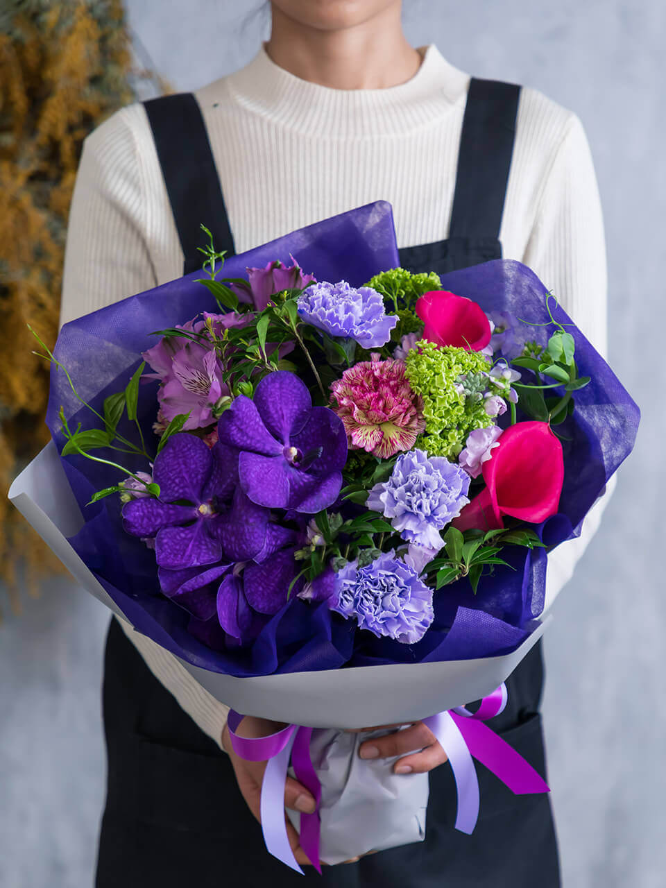 紫ブルー系 花束