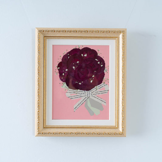 赤バラ12本 押し花(かすみ草入り)