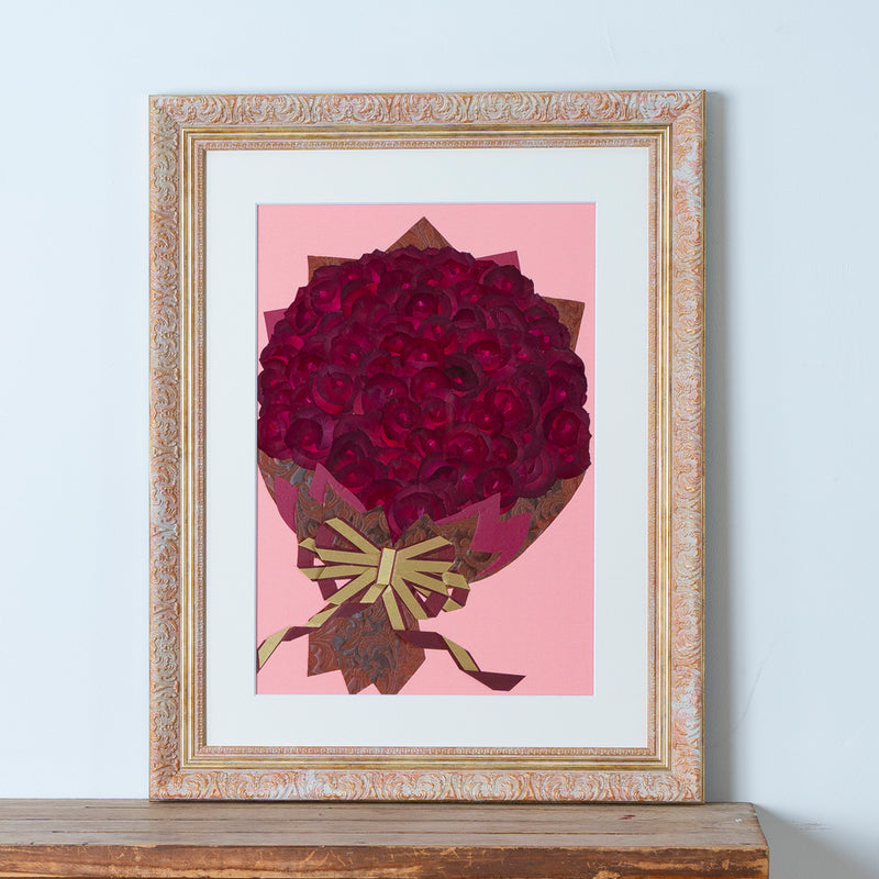 赤バラ108本 押し花