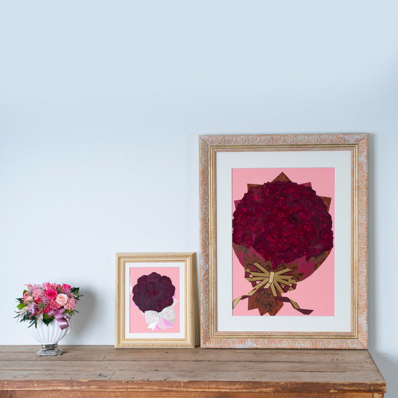 赤バラ108本 押し花