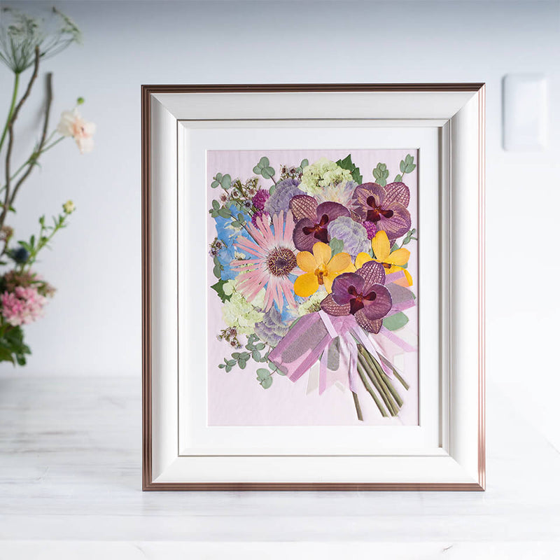 ウェディングブーケの押し花