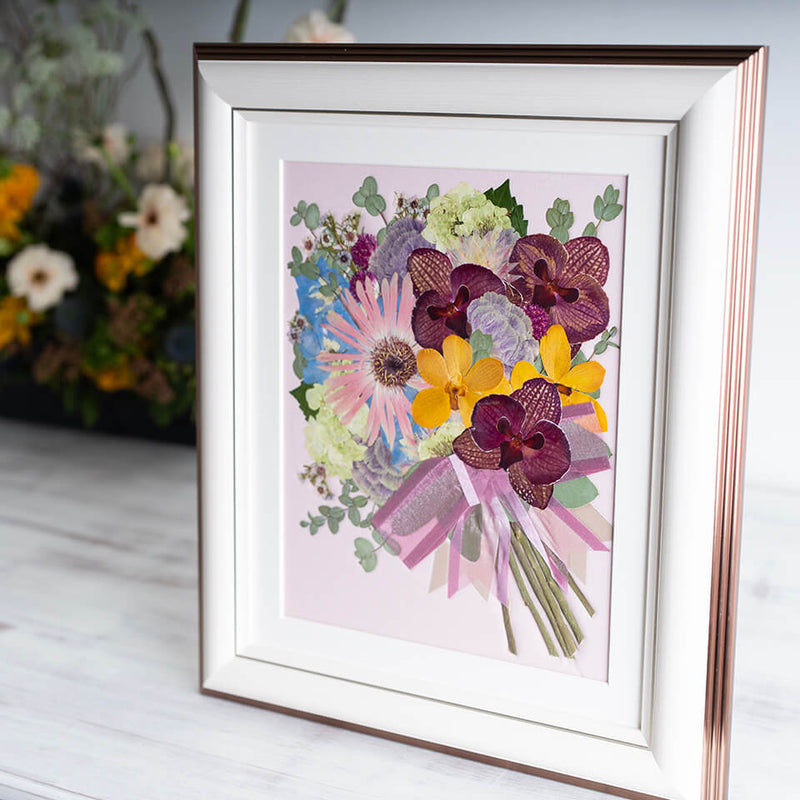 ウェディングブーケの押し花