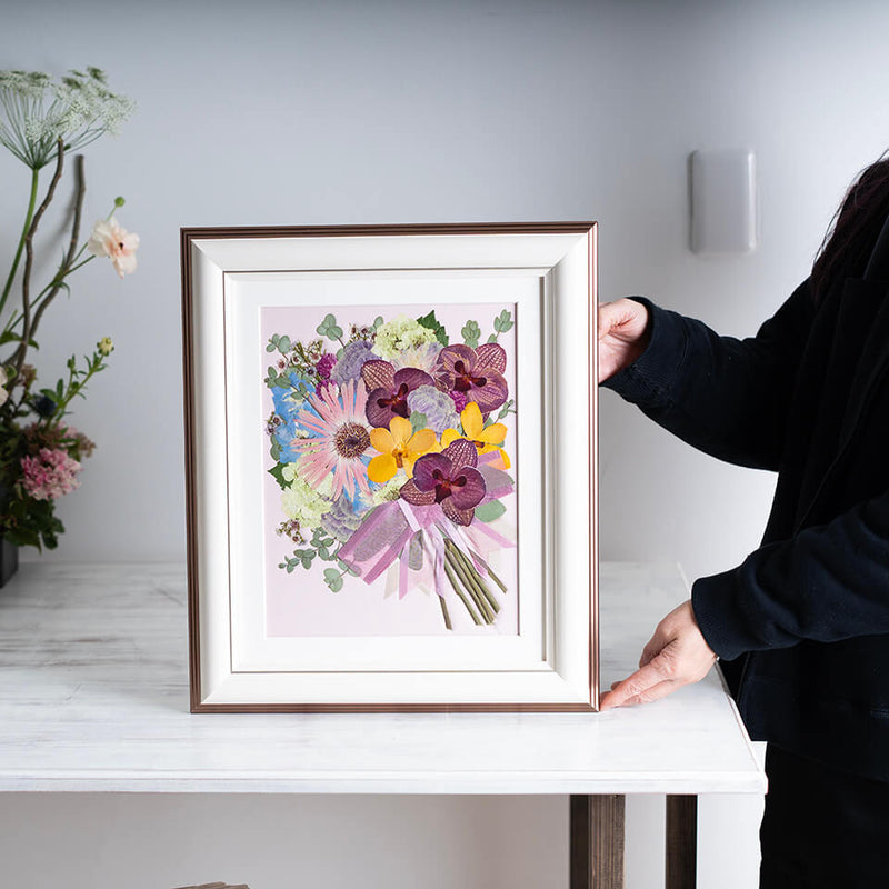 ウェディングブーケの押し花