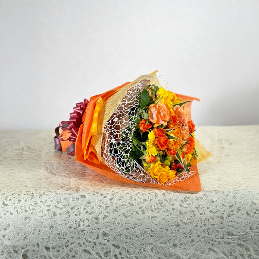 オレンジのバラの花束
