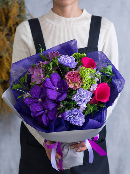 紫ブルー系 花束