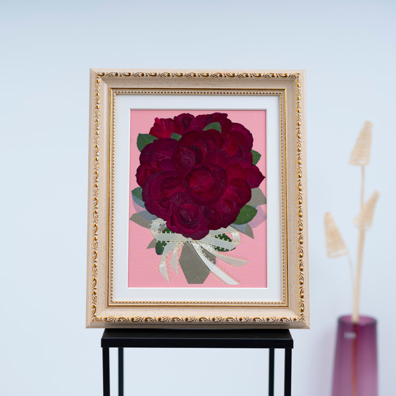 赤バラ12本 押し花