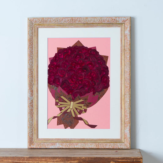 赤バラ108本 押し花