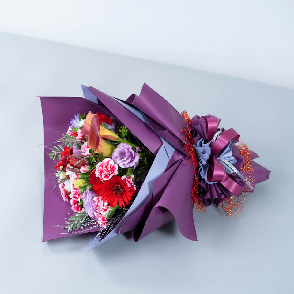 【韓国風ラッピング】紫色系ドレスブーケ
