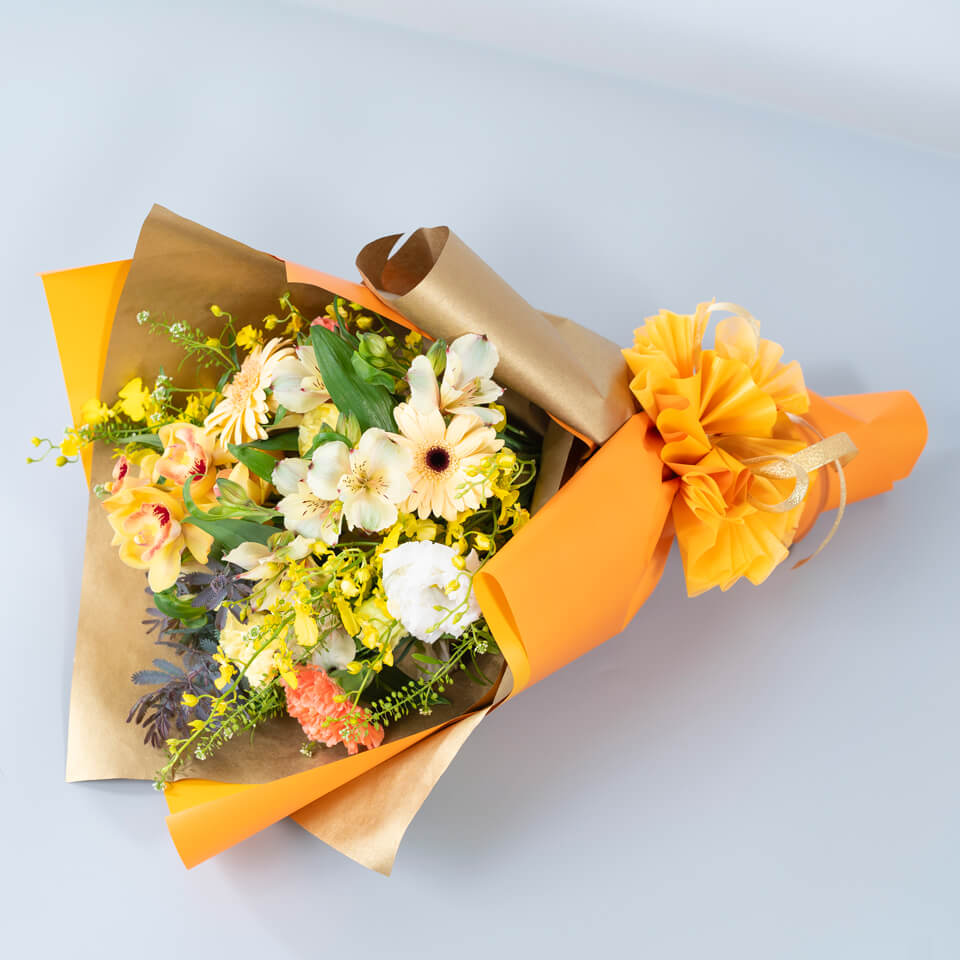 【韓国風ラッピング】黄色系ドレスブーケ