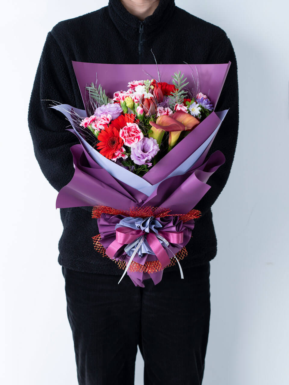 【韓国風ラッピング】紫色系ドレスブーケ