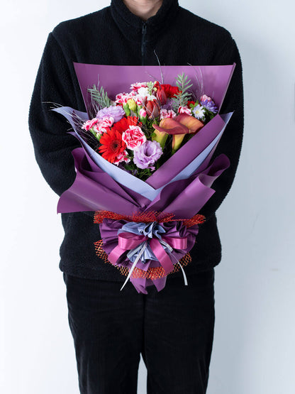 【韓国風ラッピング】紫色系ドレスブーケ