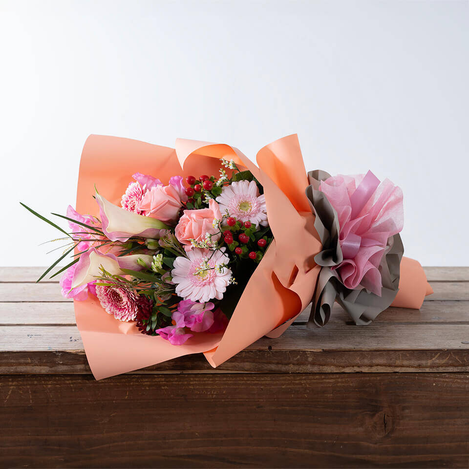 【韓国風ラッピング】ピンク系ドレスブーケ